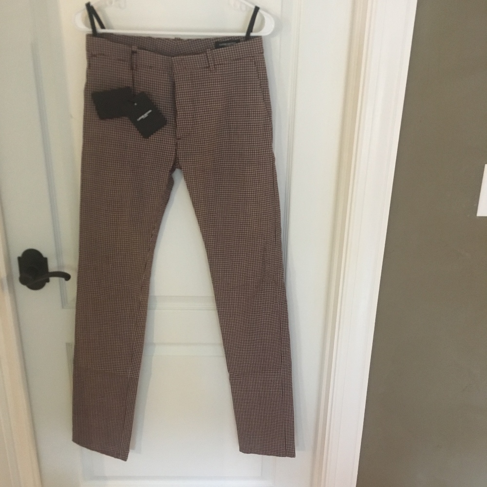 Costume National Sz 29 Red Plaid Skinny Pants NWT